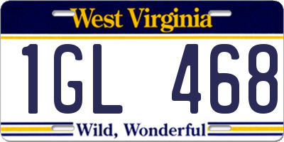 WV license plate 1GL468