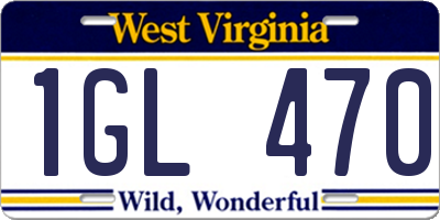 WV license plate 1GL470