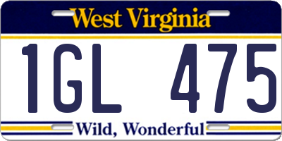 WV license plate 1GL475