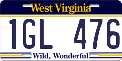 WV license plate 1GL476