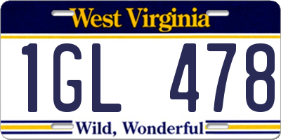 WV license plate 1GL478