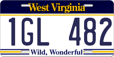 WV license plate 1GL482