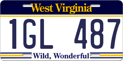 WV license plate 1GL487