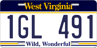 WV license plate 1GL491