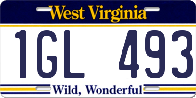 WV license plate 1GL493