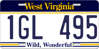 WV license plate 1GL495