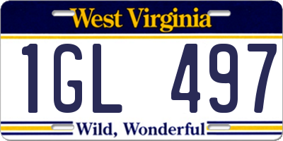 WV license plate 1GL497