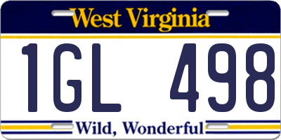 WV license plate 1GL498