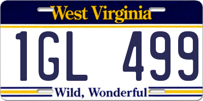 WV license plate 1GL499