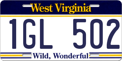 WV license plate 1GL502
