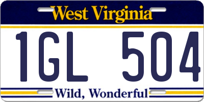 WV license plate 1GL504