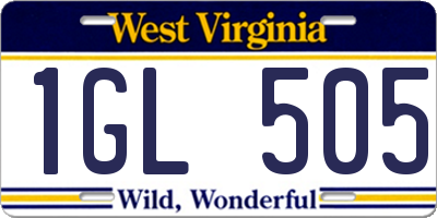 WV license plate 1GL505