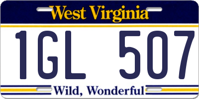 WV license plate 1GL507