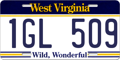 WV license plate 1GL509