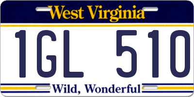WV license plate 1GL510