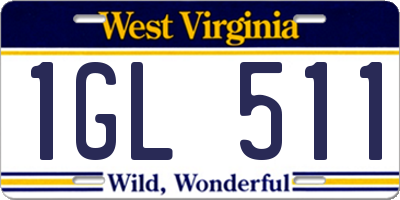 WV license plate 1GL511