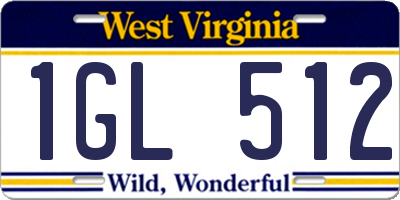 WV license plate 1GL512