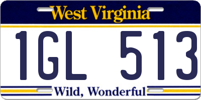 WV license plate 1GL513
