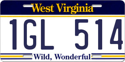WV license plate 1GL514