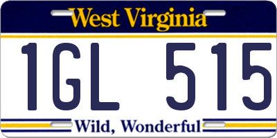 WV license plate 1GL515