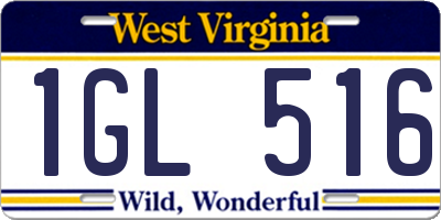 WV license plate 1GL516