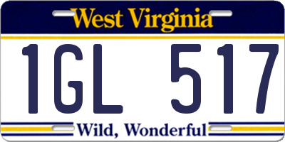 WV license plate 1GL517