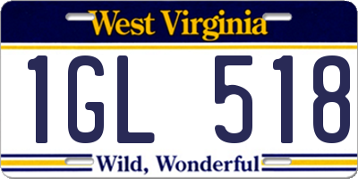 WV license plate 1GL518