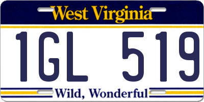 WV license plate 1GL519