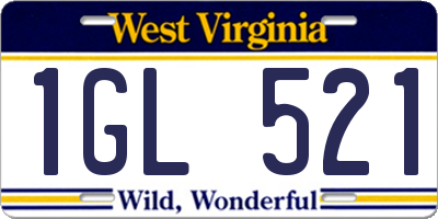 WV license plate 1GL521
