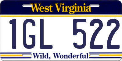 WV license plate 1GL522