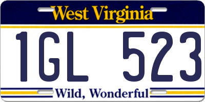 WV license plate 1GL523