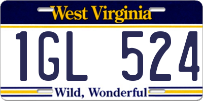 WV license plate 1GL524