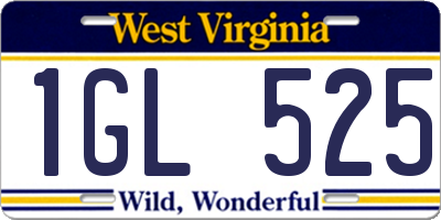 WV license plate 1GL525