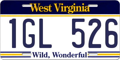 WV license plate 1GL526