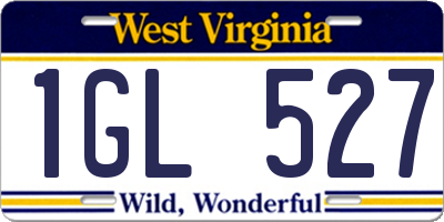 WV license plate 1GL527