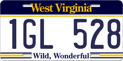 WV license plate 1GL528