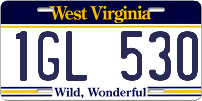 WV license plate 1GL530