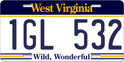 WV license plate 1GL532