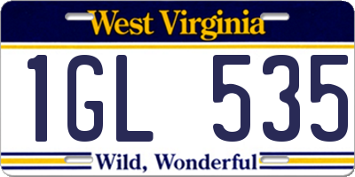 WV license plate 1GL535