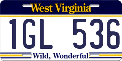 WV license plate 1GL536