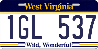 WV license plate 1GL537