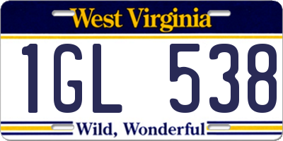 WV license plate 1GL538