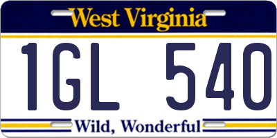 WV license plate 1GL540
