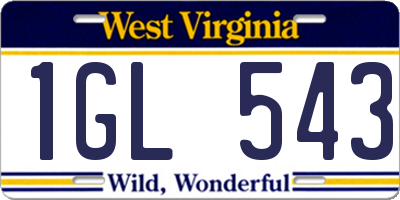 WV license plate 1GL543