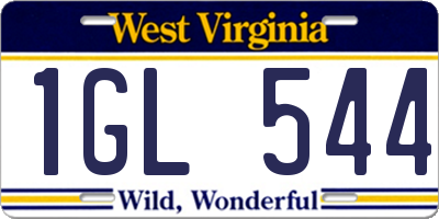 WV license plate 1GL544
