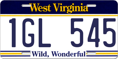 WV license plate 1GL545