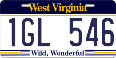 WV license plate 1GL546