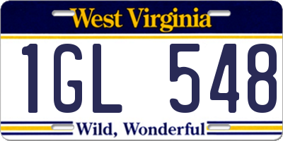 WV license plate 1GL548