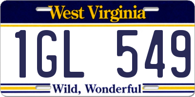 WV license plate 1GL549