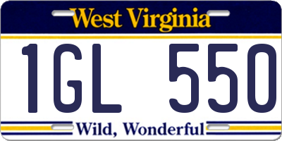 WV license plate 1GL550